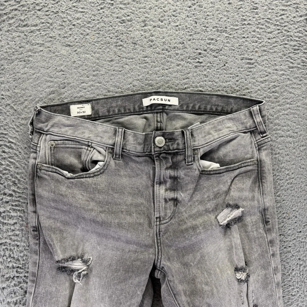 PacSun Jeans Men 32x32 Gray Cotton Denim Skinny Travel Distressed Faded Workwear